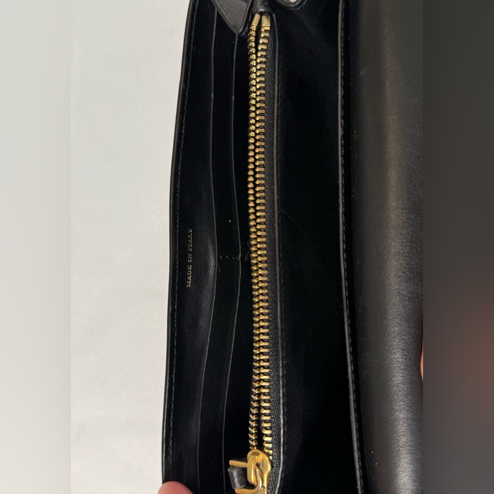 Burberry Vintage Black Leather Long Wallet w/ Gold Turn Lock - Picture 4 of 6